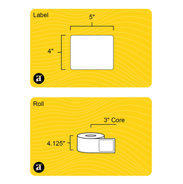 4" x 5" Weatherproof Rectangle Roll Labels - Gloss Inkjet - 3" Core