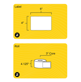4" x 6" Rectangle Roll Labels - Gloss Inkjet - 3" Core