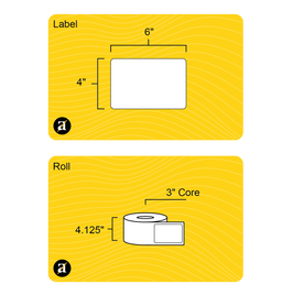 4" x 6" Weatherproof Rectangle Roll Labels - Gloss Inkjet - 3" Core