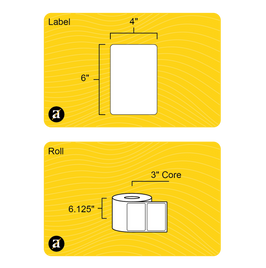 6" x 4" Rectangle Roll Labels - Gloss Inkjet - 3" Core