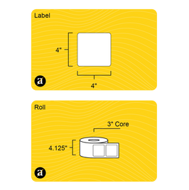 4" x 4" Square Roll Labels - Gloss Inkjet - 3" Core