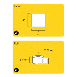 4" x 4" Weatherproof Square Roll Labels - Gloss Inkjet - 3" Core