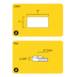 2" x 1" Rectangle Roll Labels - Gloss Inkjet - 2" Core