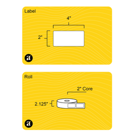 2" x 4" Rectangle Roll Labels - Gloss Inkjet - 2" Core
