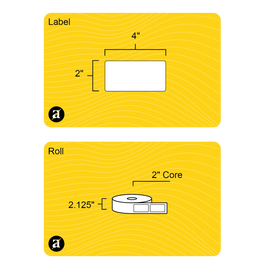 2" x 4" Weatherproof Rectangle Roll Labels - Gloss Inkjet - 2" Core