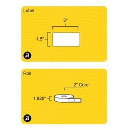 1.5" x 3" Rectangle Roll Labels - Gloss Inkjet - 2" Core
