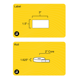 1.5" x 3" Weatherproof Rectangle Roll Labels - Gloss Inkjet - 2" Core