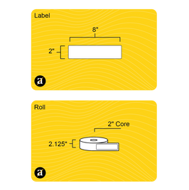 2" x 8" Rectangle Roll Labels - Gloss Inkjet - 2" Core