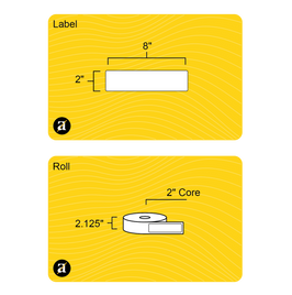 2" x 8" Weatherproof Rectangle Roll Labels - Gloss Inkjet - 2" Core