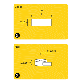 2.5" x 7" Weatherproof Rectangle Roll Labels - Gloss Inkjet - 2" Core