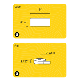 2" x 5" Rectangle Roll Labels - Gloss Inkjet - 2" Core