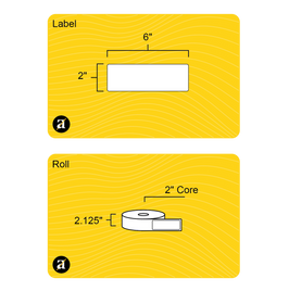 2" x 6" Rectangle Roll Labels - Gloss Inkjet - 2" Core