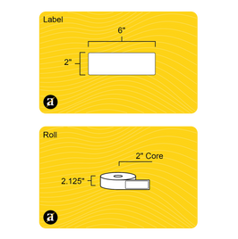 2" x 6" Rectangle Roll Labels - Gloss Inkjet - 2" Core