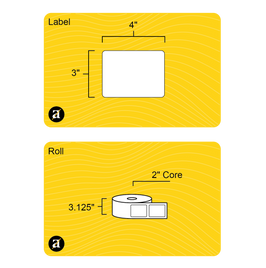 3" x 4" Rectangle Roll Labels - Gloss Inkjet - 2" Core