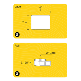 3" x 4" Weatherproof Rectangle Roll Labels - Gloss Inkjet - 2" Core
