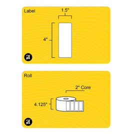 4" x 1.5" Weatherproof Rectangle Roll Labels - Gloss Inkjet - 2" Core