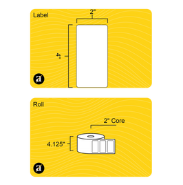 4" x 2" Weatherproof Rectangle Roll Labels - Gloss Inkjet - 2" Core