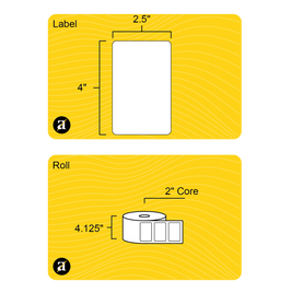 4" x 2.5" Rectangle Roll Labels - Gloss Inkjet - 2" Core