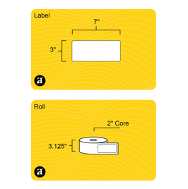 3" x 7" Weatherproof Rectangle Roll Labels - Gloss Inkjet - 2" Core