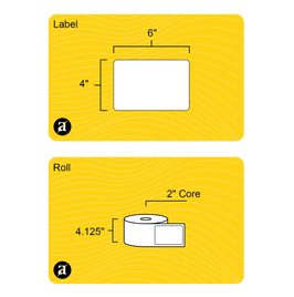 4" x 6" Rectangle Roll Labels - Gloss Inkjet - 2" Core