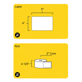 4" x 6" Weatherproof Rectangle Roll Labels - Gloss Inkjet - 2" Core