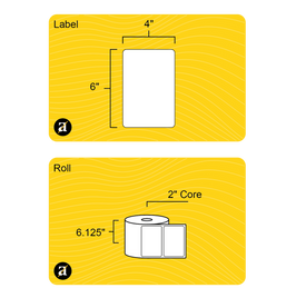 6" x 4" Rectangle Roll Labels - Gloss Inkjet - 2" Core