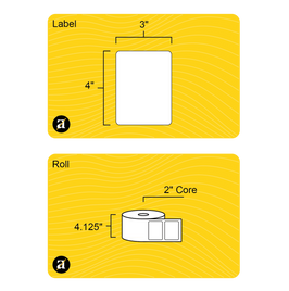 4" x 3" Rectangle Roll Labels - Gloss Inkjet - 2" Core