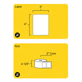 4" x 3" Weatherproof Rectangle Roll Labels - Gloss Inkjet - 2" Core