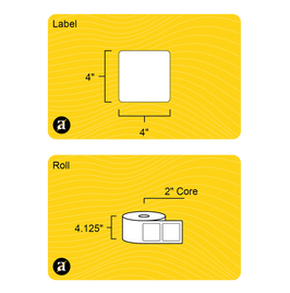 4" x 4" Square Roll Labels - Gloss Inkjet - 2" Core