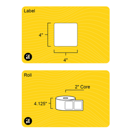 4" x 4" Weatherproof Square Roll Labels - Gloss Inkjet - 2" Core