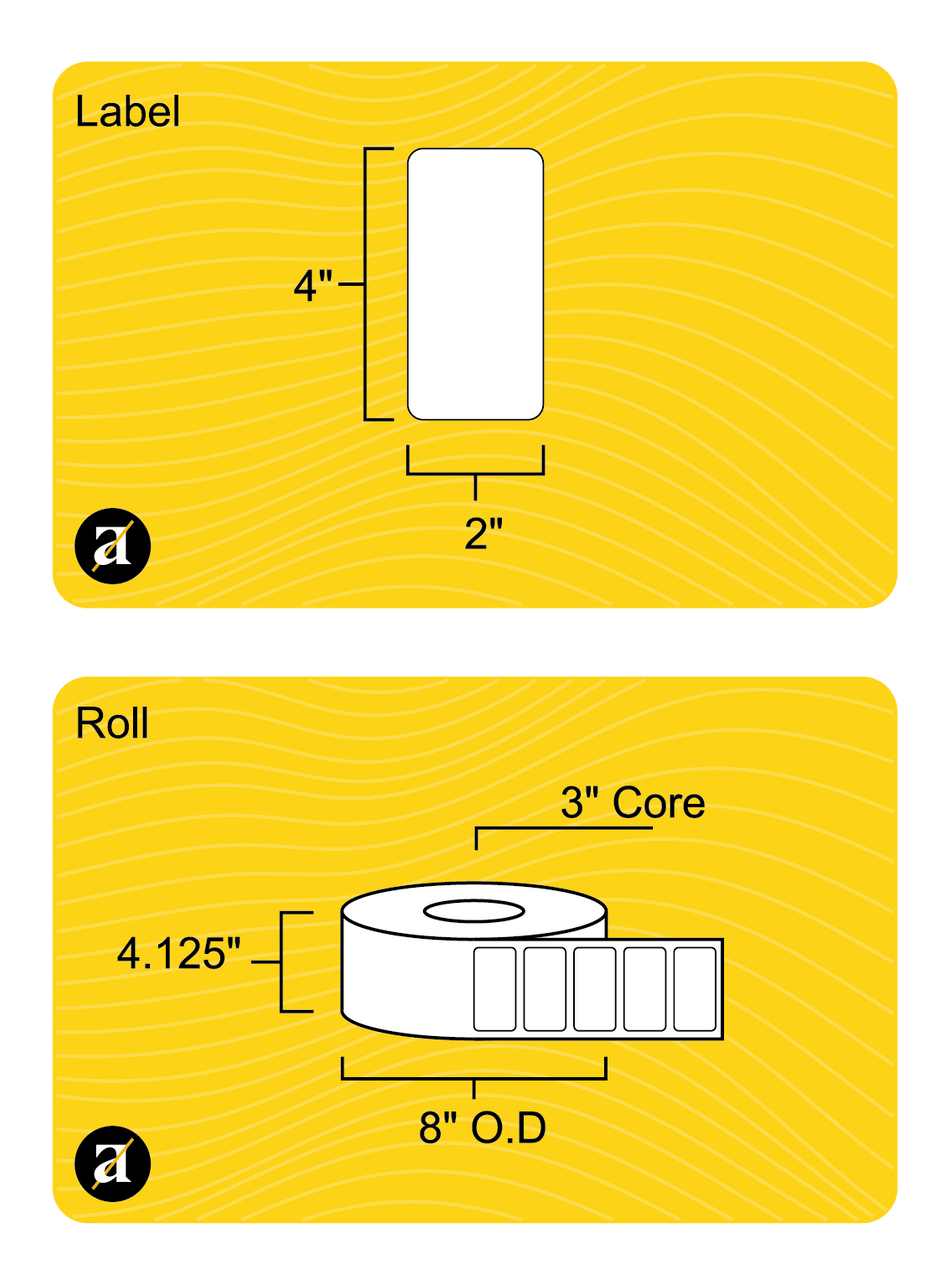 4x2 Removable Thermal Transfer Label 3 Core Altro Labels