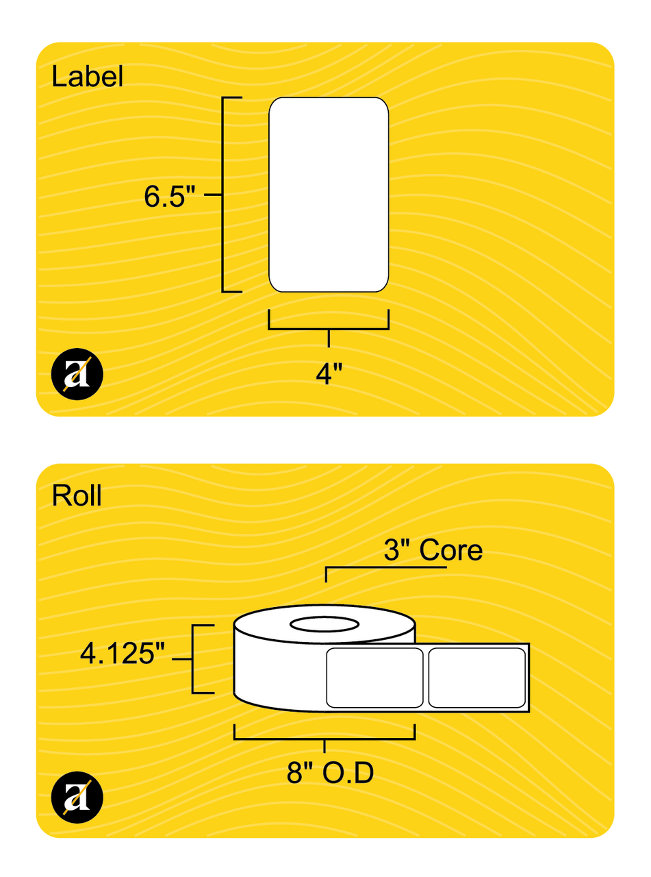 4 X 6 Thermal Transfer - Desktop Thermal Printer Labels - Permanent Paper  - 03-02-1827 Comparable - 1.5 Core - 4.75 OD - White - 12 Rolls/Case