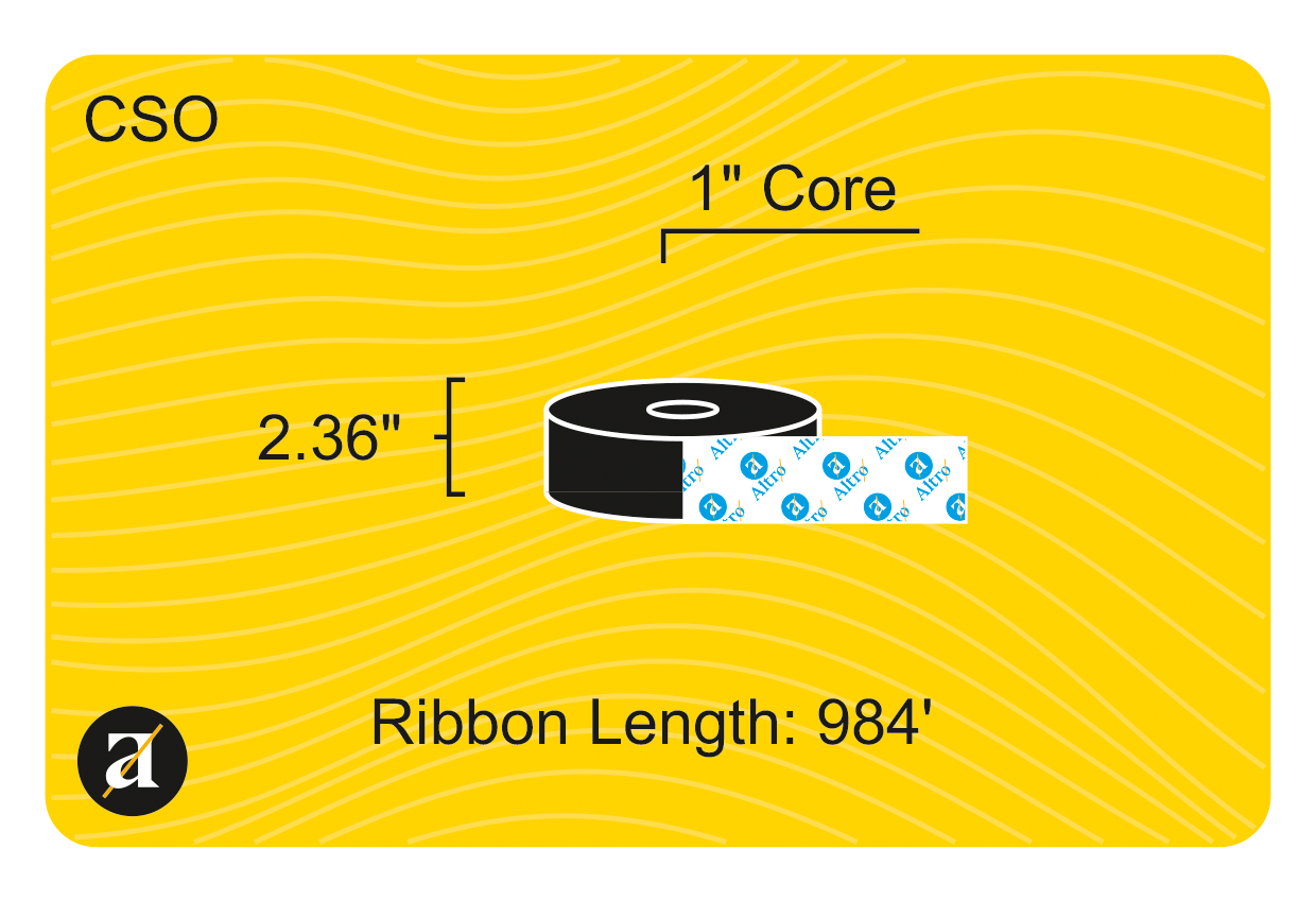 2.36x984 Zebra Ribbon - Resin - 1 Core | Altro Labels