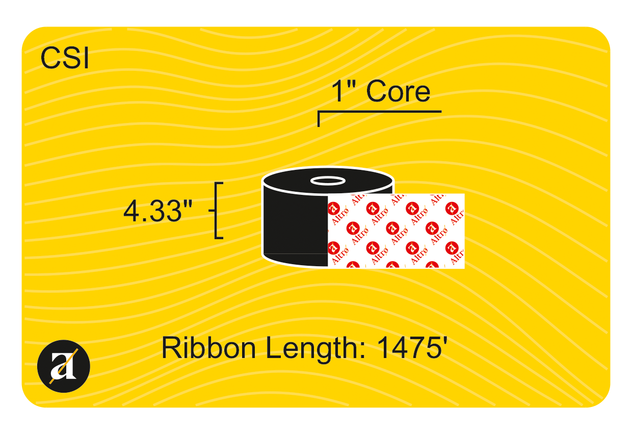 4.33x1476 Thermal Transfer Ribbon - Coated Side In - Wax & Resin - 1 ...