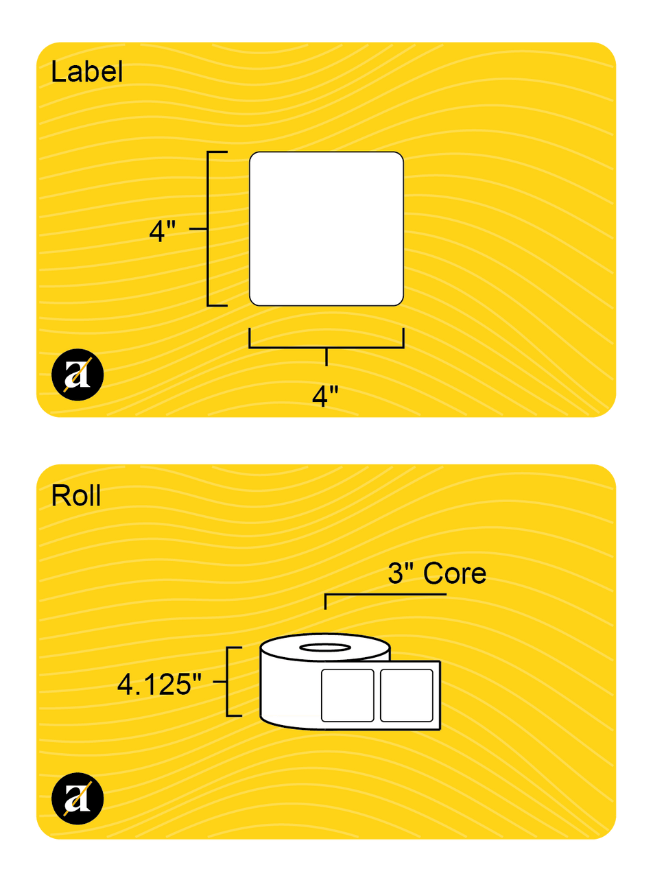 4x4 Weatherproof Square Labels - Gloss Inkjet | Altro Labels
