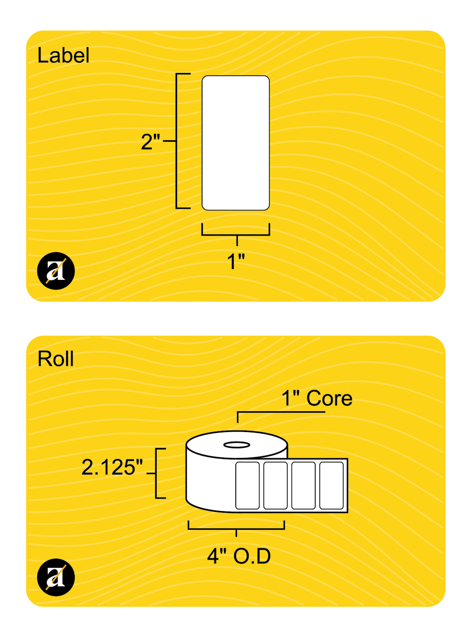 2x1 White Polypropylene Film Thermal Transfer Label - 1 Core | Altro Labels